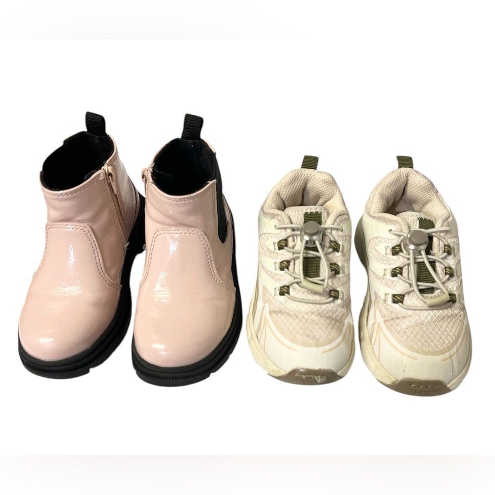 Zara Girls PATENT EFFECT BOOTS & WATER REPELLENT SNEAKERS Size US9/EU25 (2Pairs)